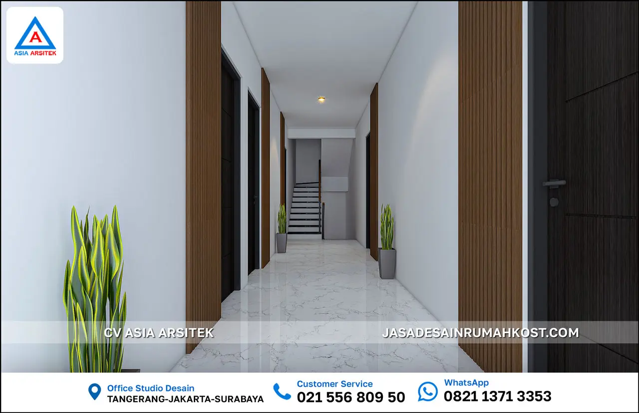 Jasa Desain Rumah Kost 6 Lantai di BSD Tangerang Selatan selasar