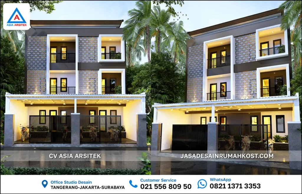 Jasa Desain Rumah Kost Minimalis 3 Lantai di Grogol Jakarta Barat depan