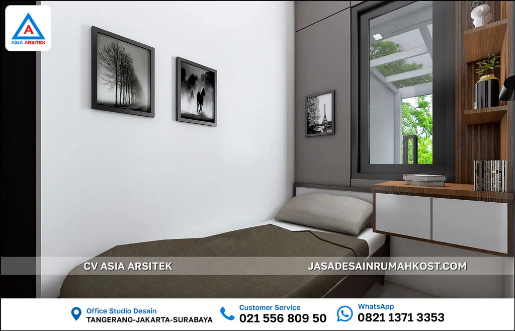 Jasa Desain Rumah Kost Minimalis 3 Lantai di Grogol Jakarta Barat kamar kost