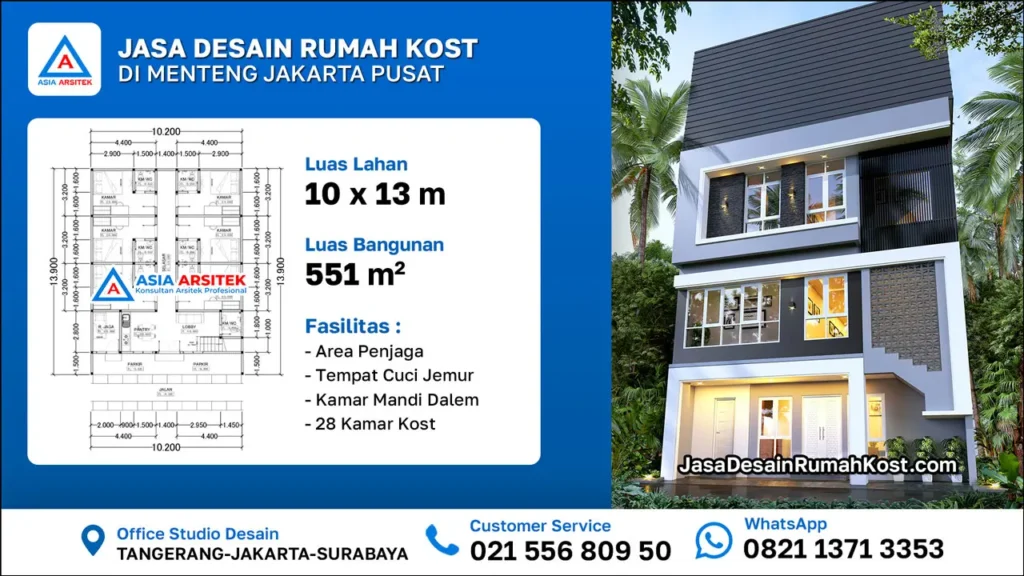 Jasa Desain Rumah Kost di Menteng Jakarta Pusat