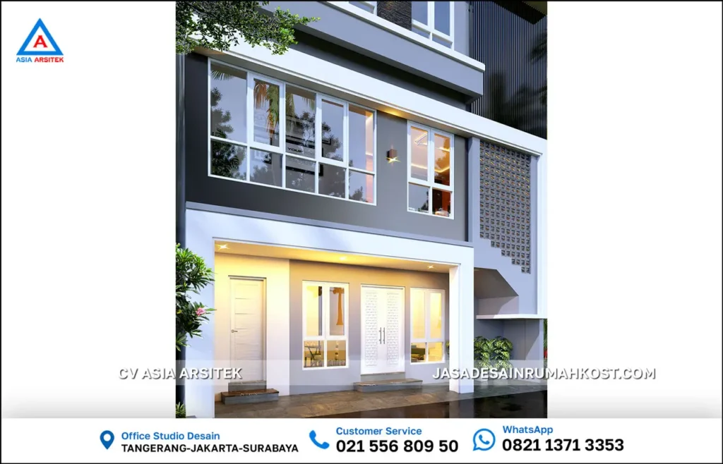 Jasa Desain Rumah Kost di Menteng Jakarta Pusat fasad