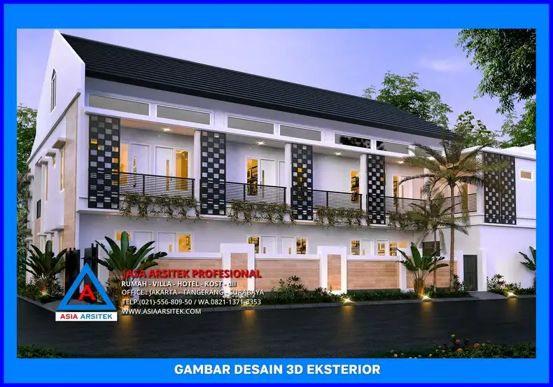 tampak depan Desain Rumah Kost 2 Lantai di Depok