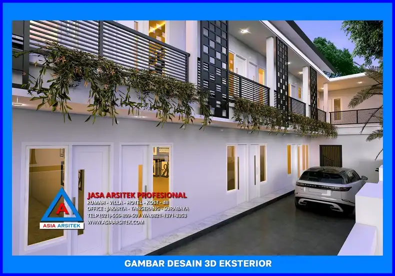 area parkir Desain Rumah Kost 2 Lantai di Depok
