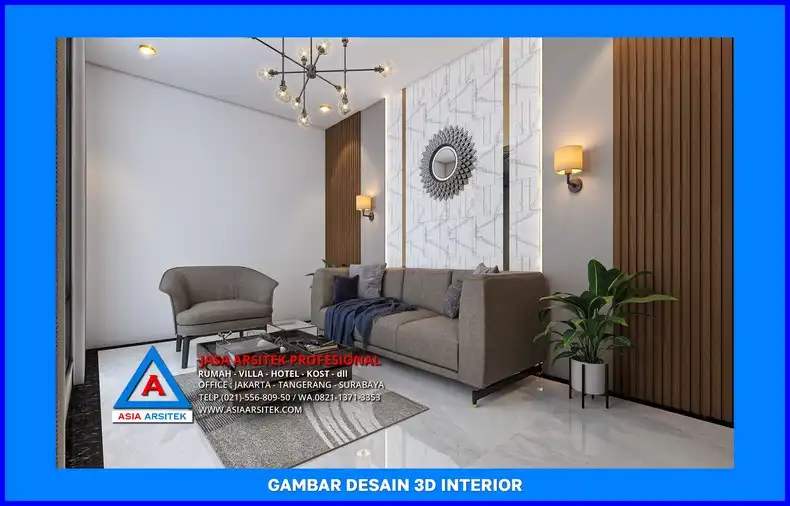 lobby Desain Rumah Kost Modern di Depok