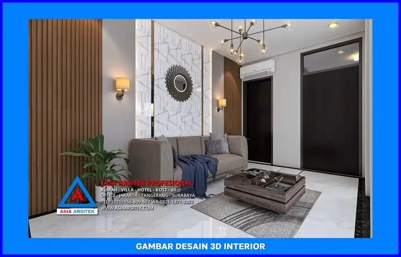 ruang tamu Desain Rumah Kost Modern di Depok