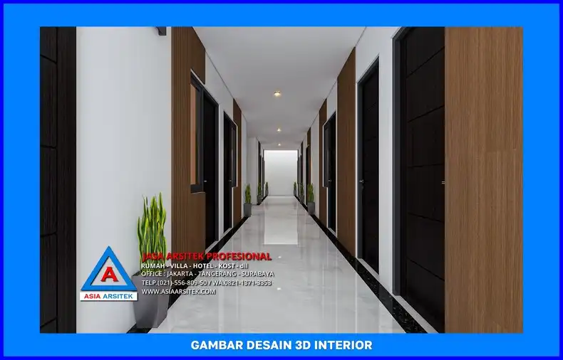 selasar rumah kost Desain Rumah Kost Modern di Depok
