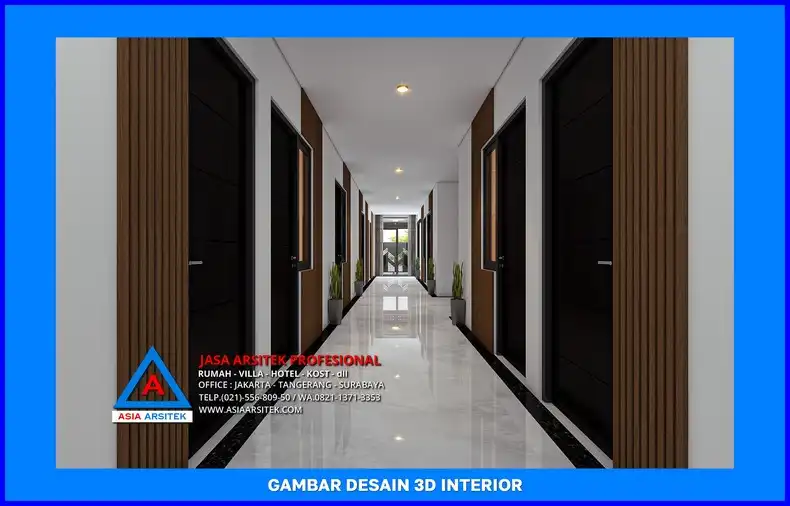 selasar rumah kost Desain Rumah Kost Modern di Depok