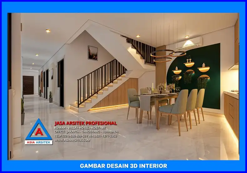 selasar dan ruang makan Jasa Desain Interior Rumah Kost Depok