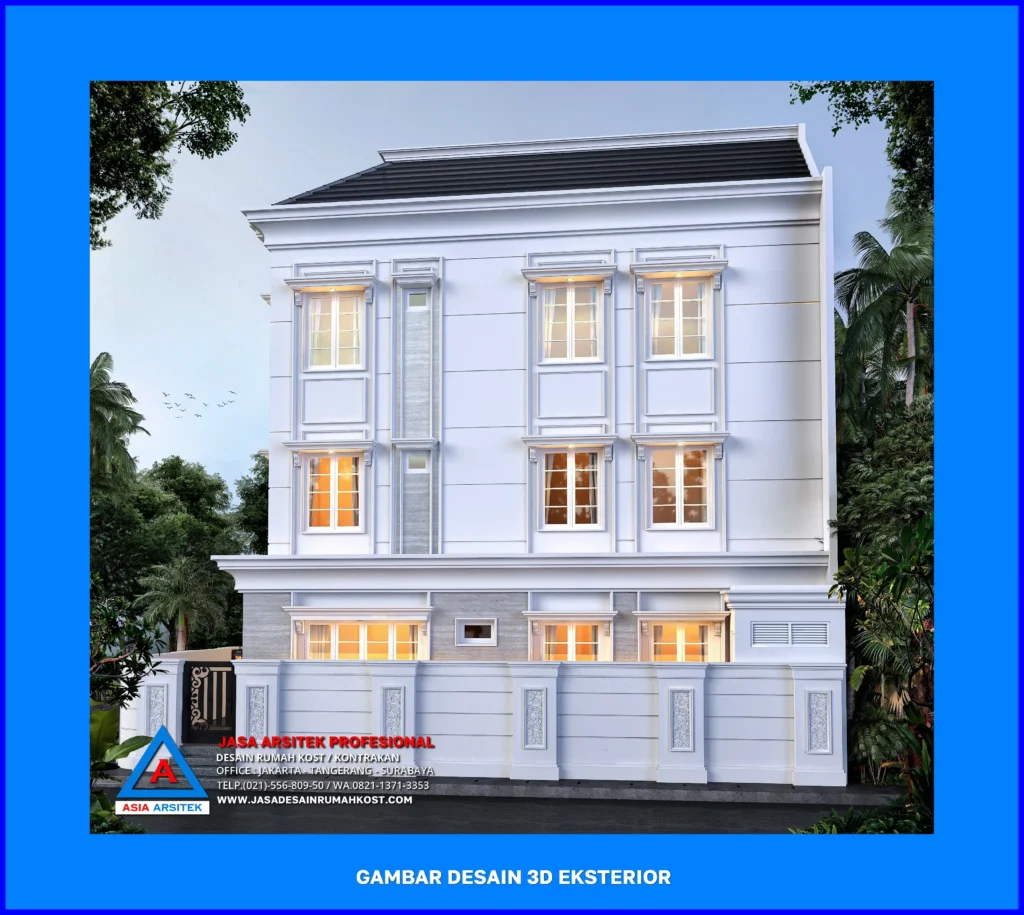 tampak samping kanan Jasa Desain Rumah Kost Siap Huni di Depok
