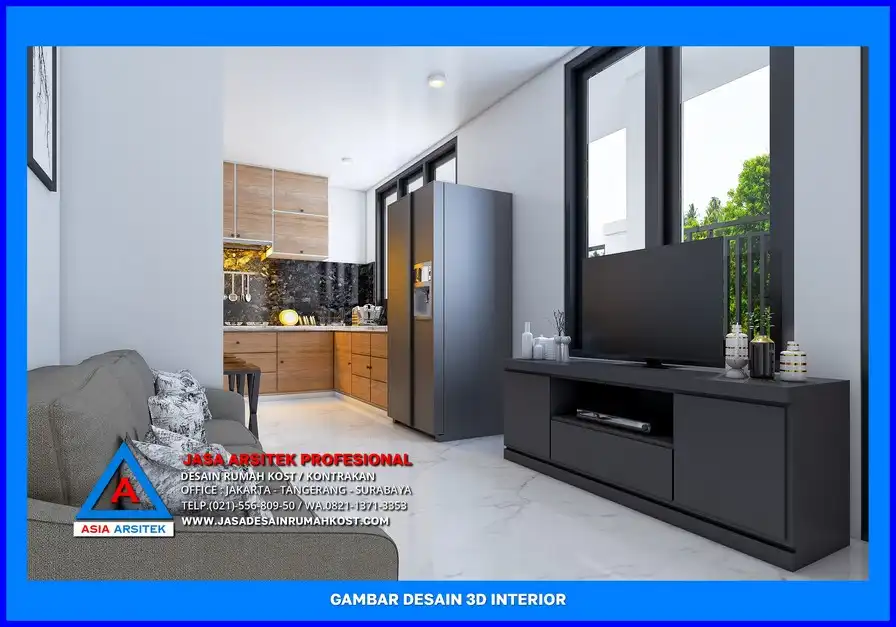 ruang bersama Desain Rumah Kost Dengan Fasilitas Lengkap di Depok