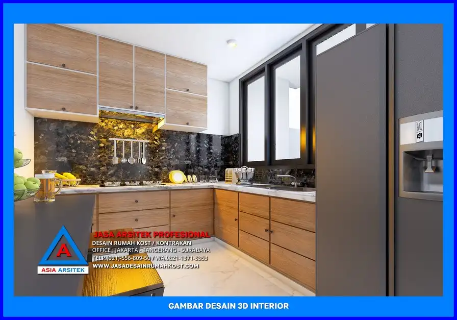 area pantry Desain Rumah Kost Dengan Fasilitas Lengkap di Depok