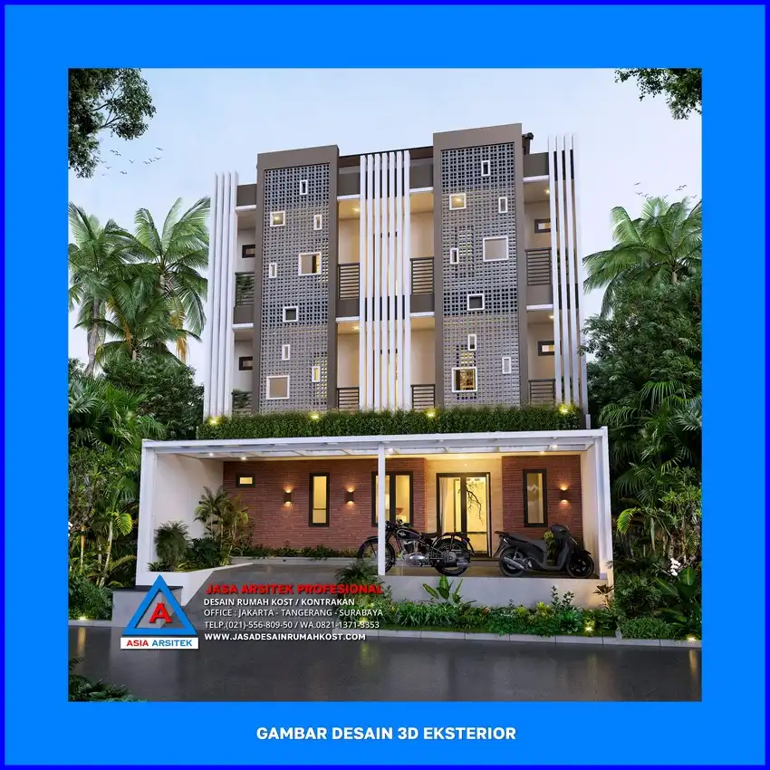 tampak depan Desain Rumah Kost Hemat Biaya di Depok