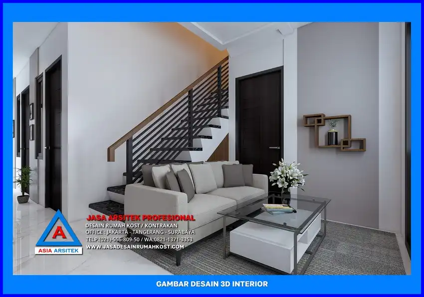 ruang duduk Desain Rumah Kost Hemat Biaya di Depok