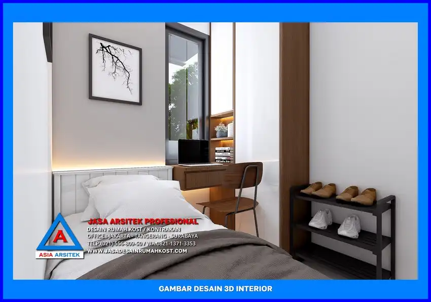 ruang belajar Desain Rumah Kost Hemat Biaya di Depok