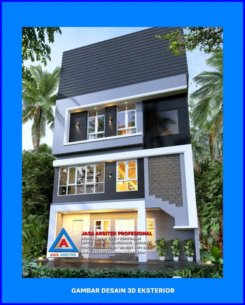 tampak depan Desain Rumah Kost Ramah Lingkungan di Depok