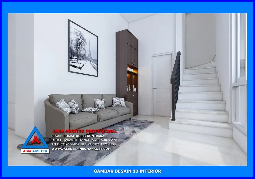 lobby Desain Rumah Kost Ramah Lingkungan di Depok