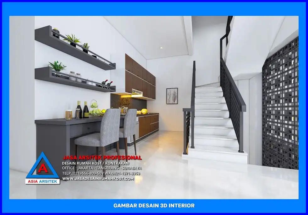 area tangga Desain Rumah Kost Ramah Lingkungan di Depok