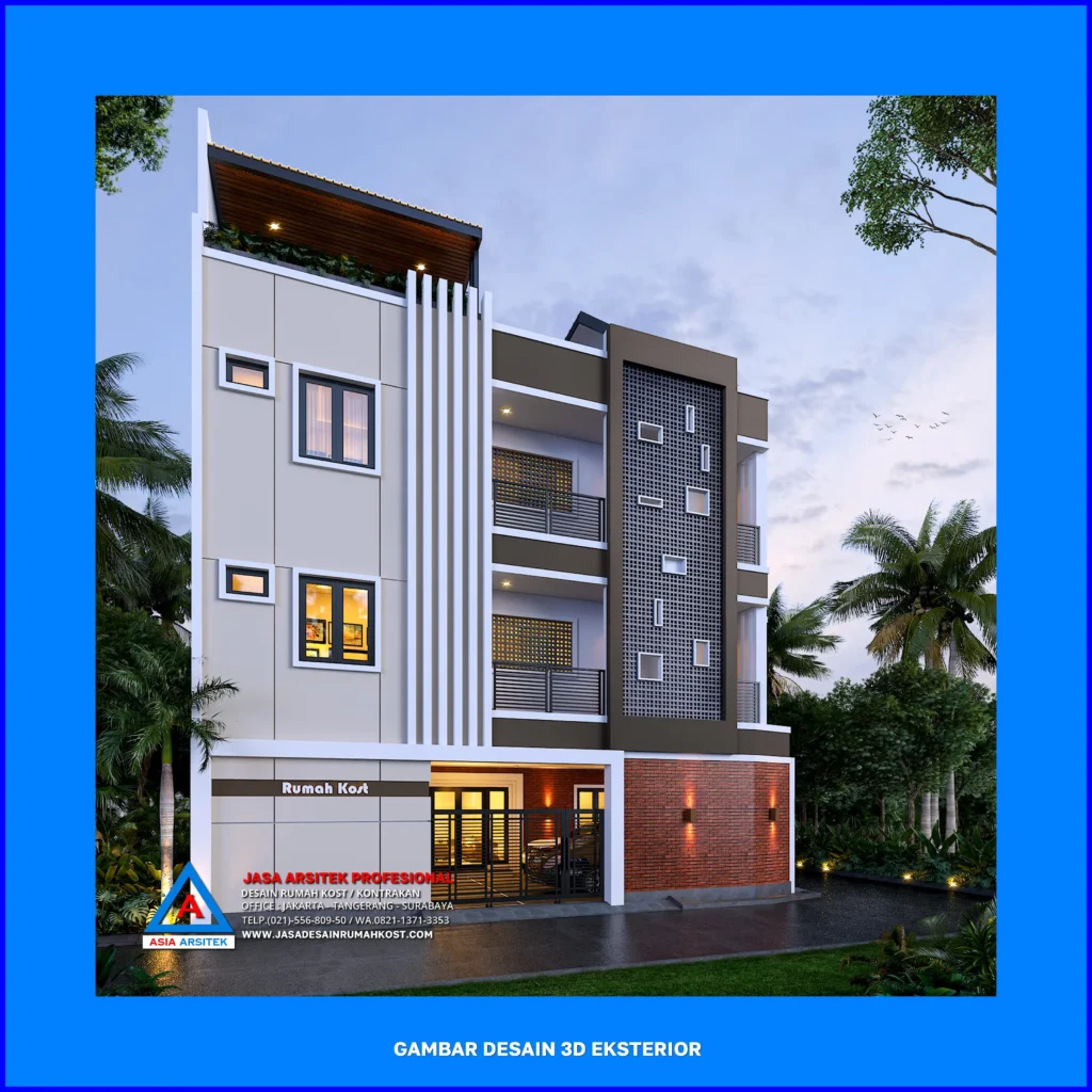 fasad Jasa Desain Rumah Kost 3D di Depok