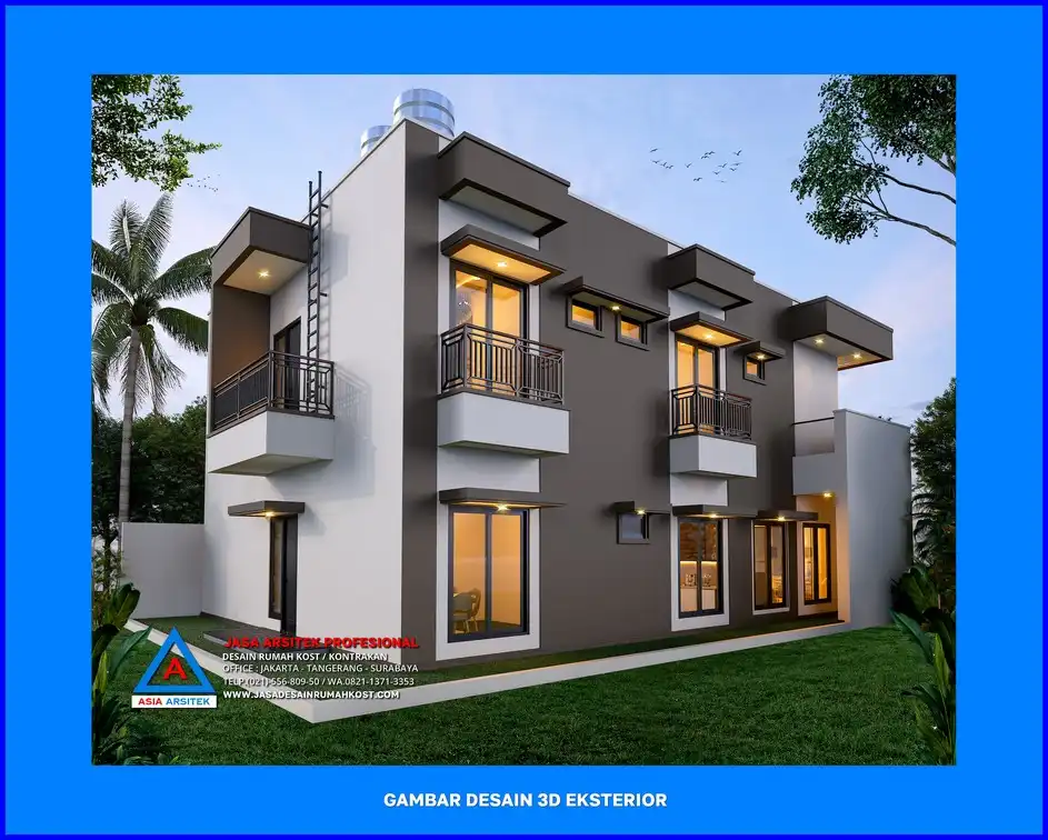 tampak samping Jasa Desain Rumah Kost Dengan Garansi di Depok