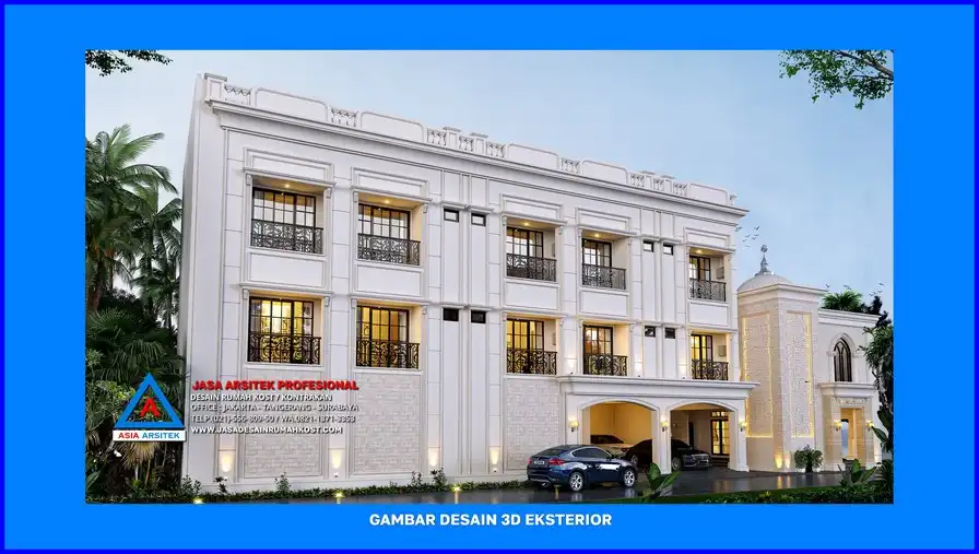 fasad Jasa Desain Rumah Kost Dengan Konsep Klasik di Depok