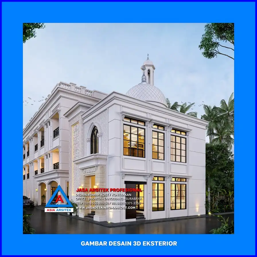 tampak samping kanan Jasa Desain Rumah Kost Dengan Konsep Klasik di Depok