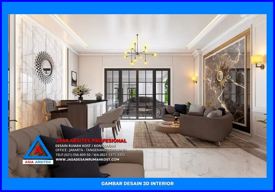 ruang duduk Jasa Desain Rumah Kost Dengan Konsep Klasik di Depok
