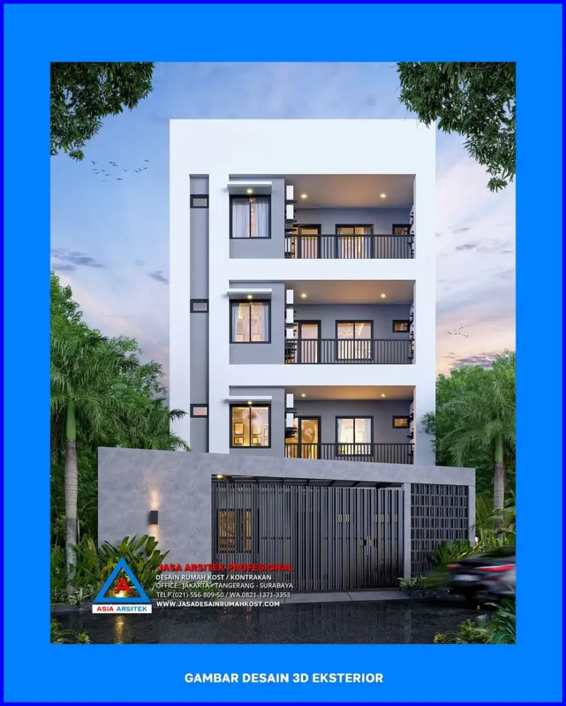 tampak depan Jasa Desain Rumah Kost Dengan Material Terbaik di Depok