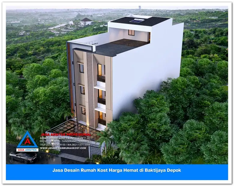 tampak atas Jasa Desain Rumah Kost Harga Hemat di Baktijaya Depok