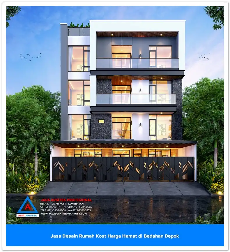 tampak depan Jasa Desain Rumah Kost Harga Hemat di Bedahan Depok