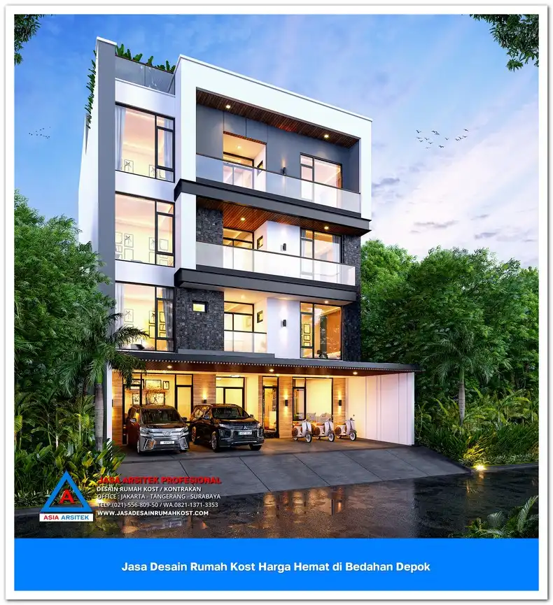 fasad Jasa Desain Rumah Kost Harga Hemat di Bedahan Depok
