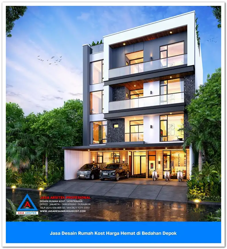 view depan rumah kost Jasa Desain Rumah Kost Harga Hemat di Bedahan Depok