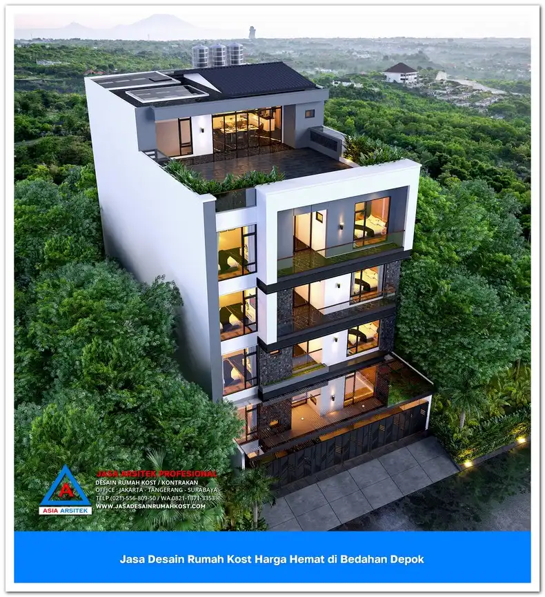 tampak atas Jasa Desain Rumah Kost Harga Hemat di Bedahan Depok