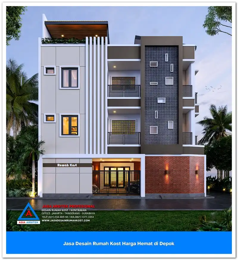 tampak depan Jasa Desain Rumah Kost Harga Hemat di Beji Depok