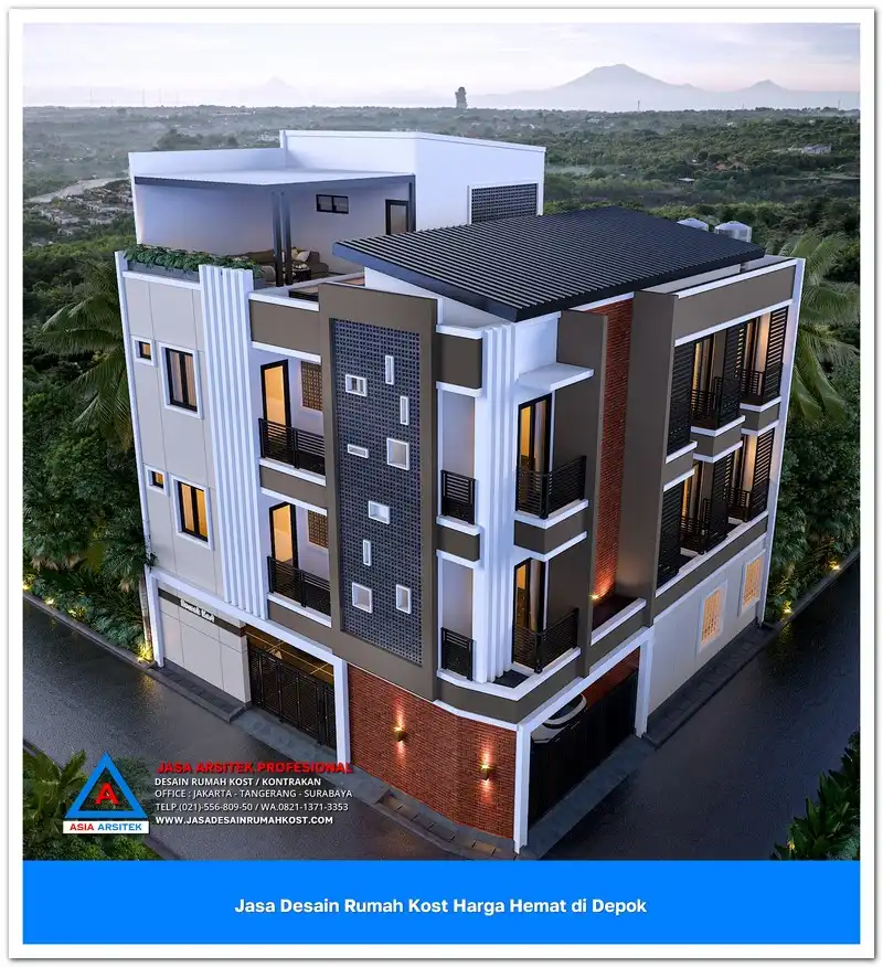tampak atas Jasa Desain Rumah Kost Harga Hemat di Beji Depok