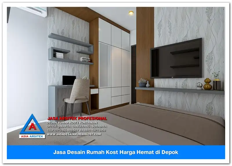 ruang tidur kost Jasa Desain Rumah Kost Harga Hemat di Beji Depok