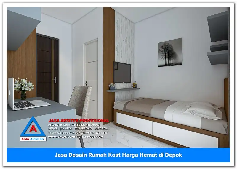area tv kamar Jasa Desain Rumah Kost Harga Hemat di Beji Depok