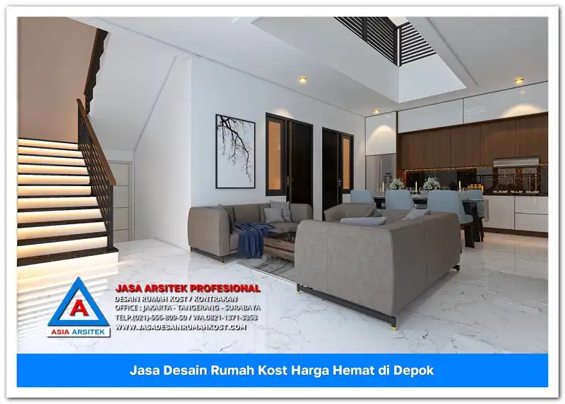 ruang bersama Jasa Desain Rumah Kost Harga Hemat di Beji Depok