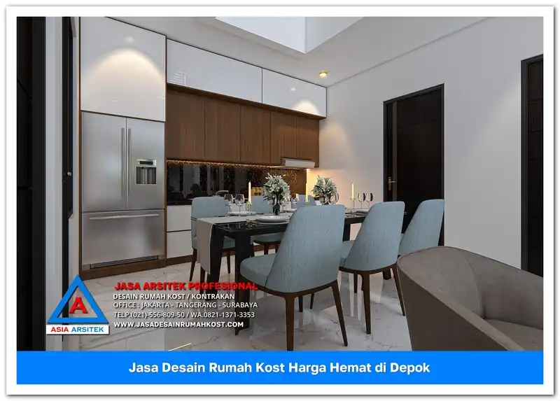 ruang makan dan pantry Jasa Desain Rumah Kost Harga Hemat di Beji Depok