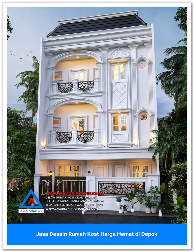 fasad Jasa Desain Rumah Kost Harga Hemat di Bojong Pondok Terong Depok