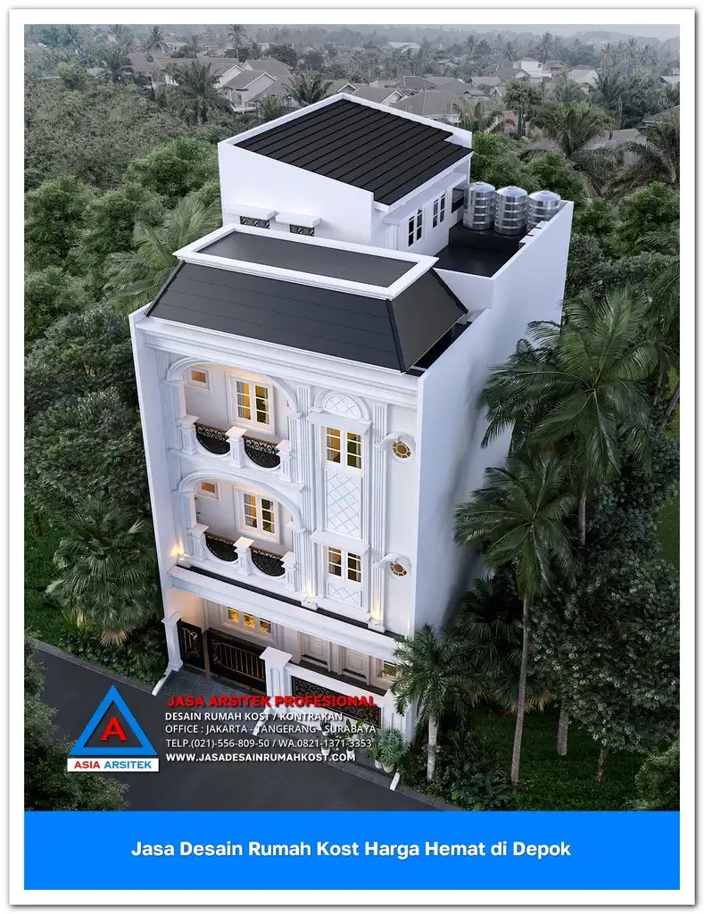 tampak atas bangunan Jasa Desain Rumah Kost Harga Hemat di Bojong Pondok Terong Depok