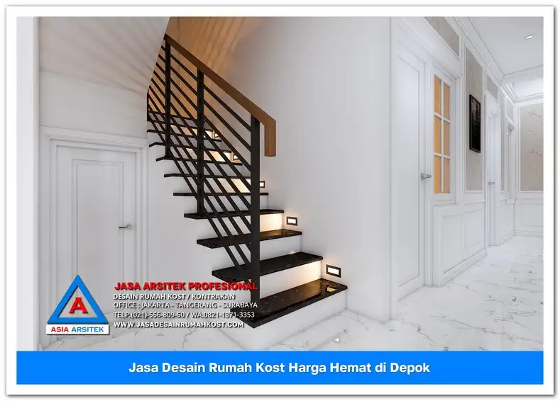 area tangga Jasa Desain Rumah Kost Harga Hemat di Bojong Pondok Terong Depok