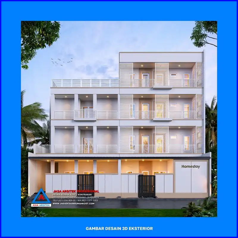 tampak depan Jasa Desain Rumah Kost Plus Konstruksi di Depok