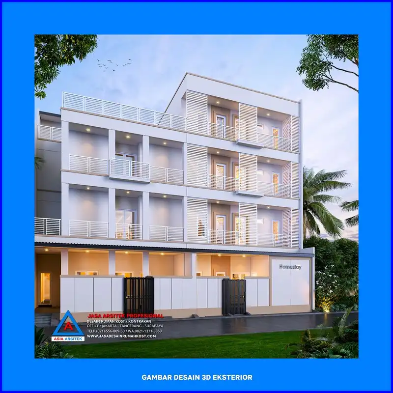 fasad Jasa Desain Rumah Kost Plus Konstruksi di Depok