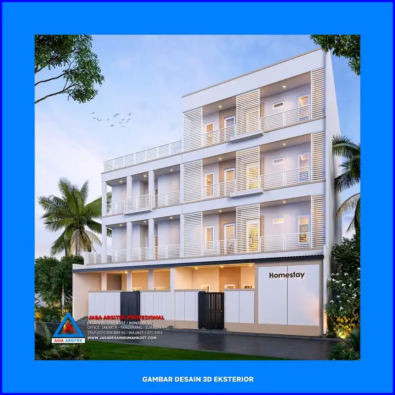 depan kanan Jasa Desain Rumah Kost Plus Konstruksi di Depok