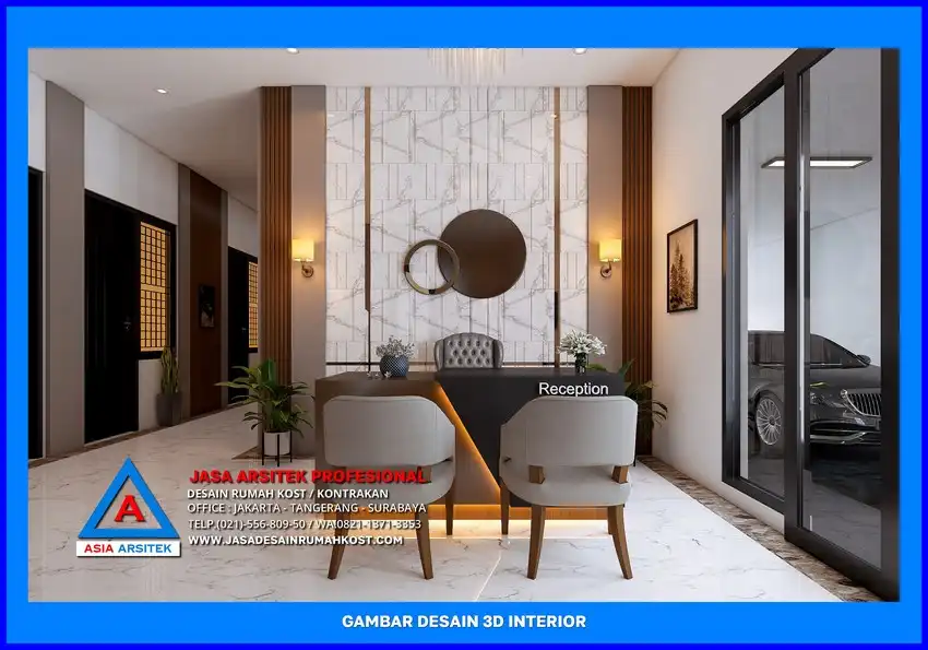 ruang resepsionis Jasa Desain Rumah Kost Plus Pengawasan Proyek di Depok