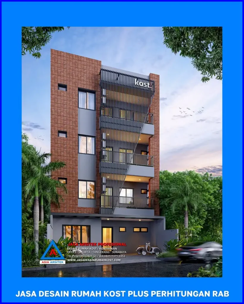 depan kiri Jasa Desain Rumah Kost Plus Perhitungan Rab di Depok