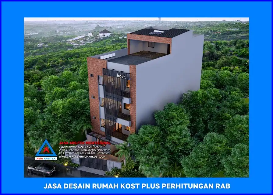 tampak atas Jasa Desain Rumah Kost Plus Perhitungan Rab di Depok