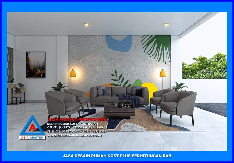 ruang duduk Jasa Desain Rumah Kost Plus Perhitungan Rab di Depok