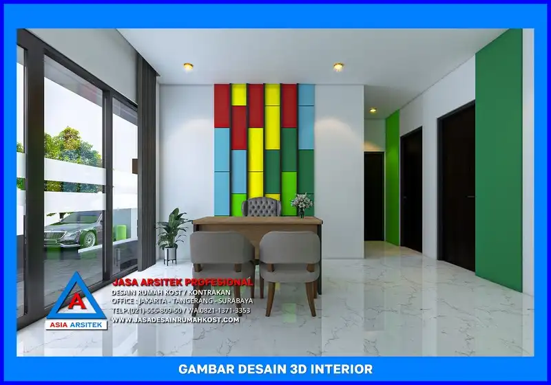 ruang resepsionis Jasa Desain Rumah Kost Dengan Konsep Unik di Depok