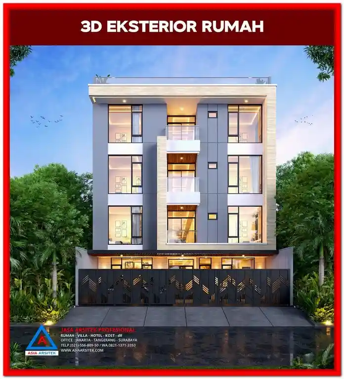 Desain Rumah Kost 3 Lantai Di Grand Galaxy Bekasi – Konsep kost modern dengan tampilan elegan, ruang efisien, dan fasilitas lengkap di lokasi strategis